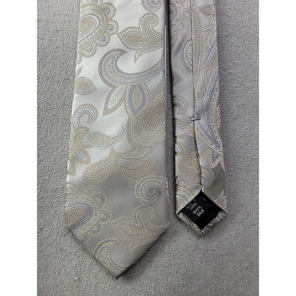 NEW - Sean John Rich Paisley Silk Neck Tie Metallic Silver Jaquard NWT $59.50 - Picture 3 of 11